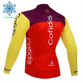 Wielershirt 2025 Cofidis Lange Mouw Winter Thermal Fleece Rood